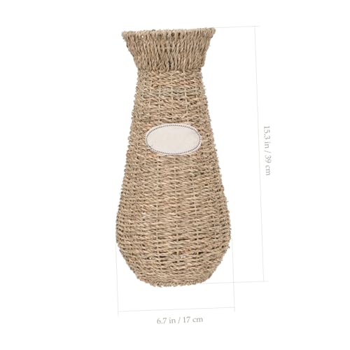 Holibanna Floor Vase Decorative Woven Vase Plant Stands Rustic Wedding Decor Wicker s Tall Ornament European Style Flower Basket Desktop Flower Arrangement Office Straw