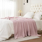 WESHIONGOO Pink Throw Blanket for Couch Soft Knit Throw Blanket with Chenille Yarn Non-Shedding, Chenille Blanket for Living Room Bed Sofa (50"*60") - color: Pink