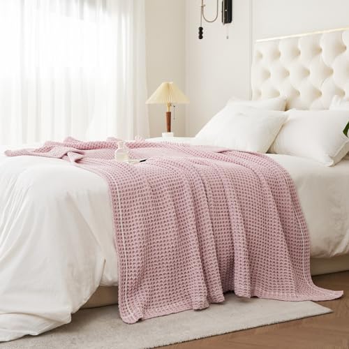 WESHIONGOO Pink Throw Blanket for Couch Soft Knit Throw Blanket with Chenille Yarn Non-Shedding, Chenille Blanket for Living Room Bed Sofa (50"*60") - color: Pink