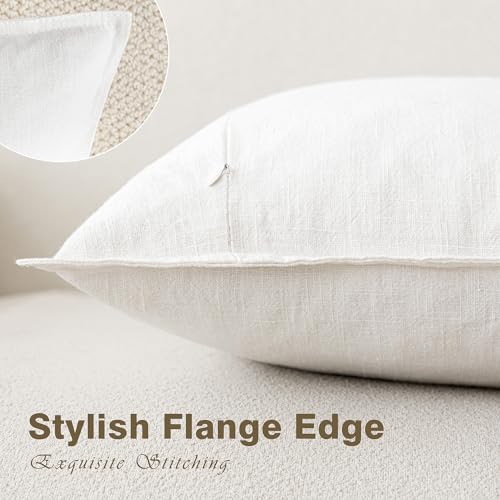 Foindtower Pack of 2, Decorative Linen Solid Throw Pillow Covers Soft Accent Cushion Case Boho Farmhouse Neutral Pillowcase for Chair Couch Sofa Bedroom Living Room Home Decor 16 x 16 Inch Cream White - color: Cream White, size: 16" x 16" (Pack of 2)