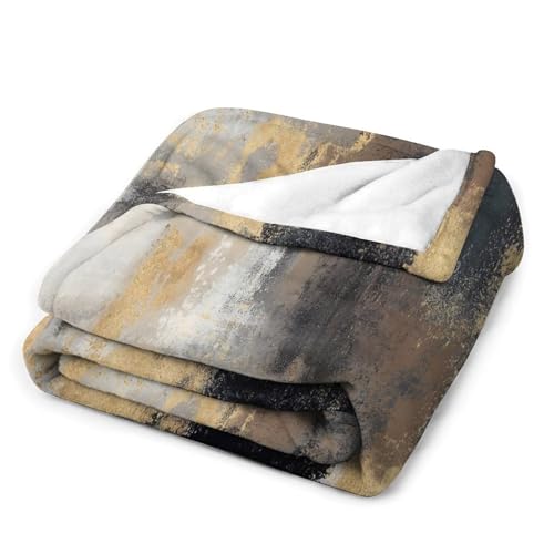 Fashion Gradient Blanket, Modern Abstract Baroque Glod Grey Painting Strokes Pattern Soft Warm Cozy Plush Flannel Covers for Livingroom Bedroom Couch Chair Camping Travel Home Decor Tapestry 30x40in - color: Abstract-12, size: 30W" x 40L"