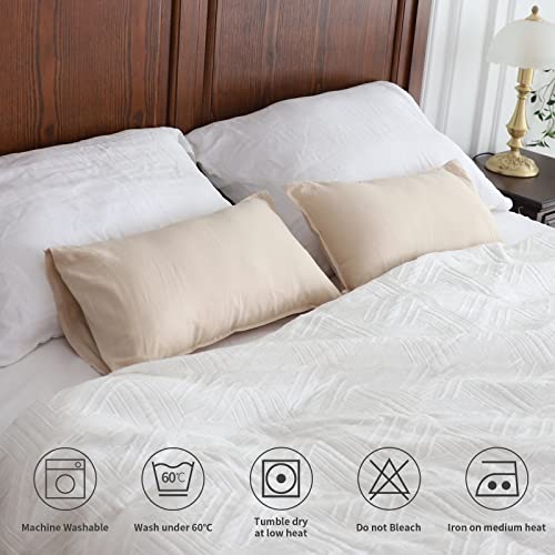 Simple&Opulence Linen Lumbar Pillow Covers 12x20 Inch Set of 2 Flax Cotton Blend Rectangular Decorative Throw Cushion Cover for Couch Sofa Bedroom Office Soft Breathable Farmhouse - Linen/Beige - color: Linen, size: 12"x20"