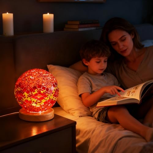 Vintage Turkish Night Lights Mosaic Glass Table Lamp USB Power Dimmable Ambient Lighting Bedside Sleep Light Study/Home Office Decoration Unique Gift Idea(Baroque B - Orange, Baroque) - style: Baroque B Orange