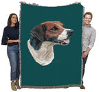 Pure Country Weavers English Foxhound Dog Woven Blanket Teal by Robert May - Gift Cotton Tapestry Throw - Made in The USA - 72" x 54" - color: Teal, size: 72" x 54"