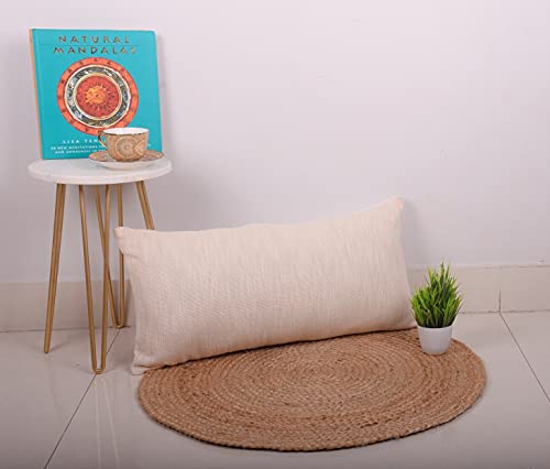 Trade Star Throw Pillow Cover Oblong Pillow Cases 100% Cotton Solid Pillow Cases Handloomed Decorative Pillow Covers Authentic Indian Ethnic Shams for Bed Decor (Ivory Solid, 12x24 Inches) - color: Ivory (Solid), size: 24" x 12" (Pack of 1)