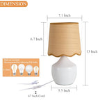Boho Rattan Ceramic Table Lamp,Small White Ceramic Bedroom Bedside Nightstand Lamp with Rustic Woven Shade,Small Coastal Desk Lamps for Living Room End Table Kids Room