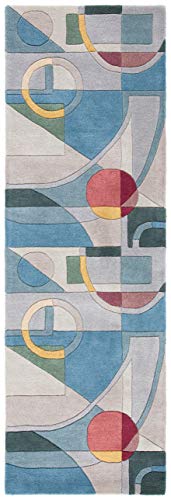 SAFAVIEH Rodeo Drive Collection Runner Rug - 2'3" x 16', Blue & Multi, Handmade Mid-Century Modern Abstract Wool, Ideal for High Traffic Areas in Living Room, Bedroom (RD845B) - color: Blue/Multi, size: 2'3" x 16' (Runner)