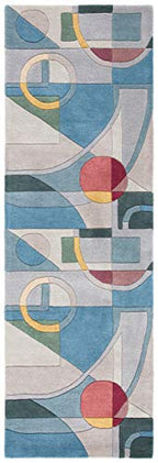 SAFAVIEH Rodeo Drive Collection Runner Rug - 2'6" x 14', Blue & Multi, Handmade Mid-Century Modern Abstract Wool, Ideal for High Traffic Areas in Living Room, Bedroom (RD845B) - color: Blue/Multi, size: 2'6" x 14' (Runner)