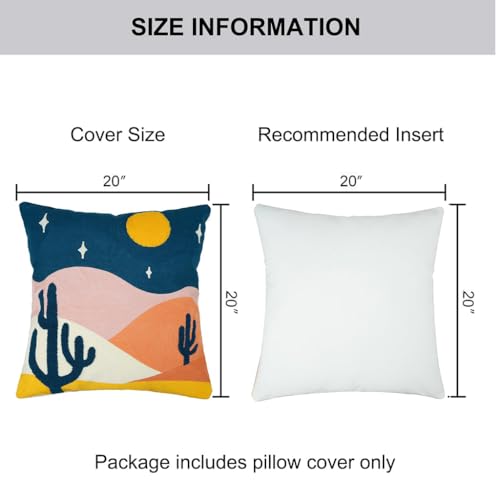 JASEN Abstract Boho Pillow Covers 20x20 inch, Soft Mid Century Mountain Decorative Throw Pillows for Couch Bed Sofa Bedroom（Only 1 Pillow Cover） - color: Cactus, size: 20" x 20" (Pack of 1)