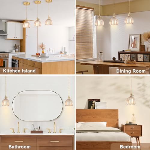 Plug in Pendant Light Fixtures, Hanging Light Fixture Vintage Glass Pendant Light, Mini Amber Tulip Hanging Lamp, Pendant Lighting for Kitchen Island, Bedroom, Dining Room, Living Room - color: Tulip Amber
