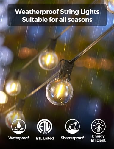 XMCOSY+ Smart Outdoor String Lights, 150Ft G40 Globe Patio Lights with 75 LED Bulbs, WiFi & APP Control, Work with Alexa, Extendable Waterproof Dimmable LED String Lights for Outside, Porch, Cafe - size: 150FT(75 Sockets)+Smart Controller
