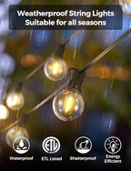 XMCOSY+ Smart Outdoor String Lights, 75Ft G40 Globe Patio Lights with 34 Dimmable LED Bulbs, WiFi & APP Control, Work with Alexa, Extendable Waterproof LED String Lights for Outside, Porch, Backyard - size: 75Ft(34 Sockets)+Smart Controller