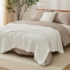 EMME Cotton Muslin Large Throw Blanket Couch Breathable Gauze Soft Lightweight Bed Blankets Adults (White,50"x70") - color: 04-white-1, size: Large Throw (50" X 70")