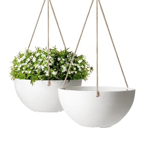 LA Jolie Muse Hanging Planter - 9.84 Inch Hanging Planters for Indoor Plants, Hanging Pots for Plants Indoor Outdoor, Set of 2, White - color: White, size: 9.84 Inch