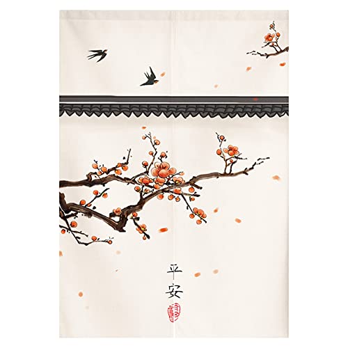 Japanese Noren Doorway Curtain Tapestry Traditional Chinese Plum Bossom Ink Painting Door Curtain Room Divider, 29 x 47 inch - color: Multi 5, size: 29.5"W x 47.2"L (Pack of 1)