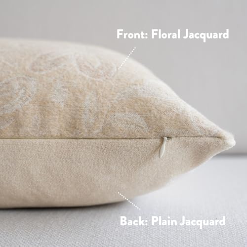 FIOUOVO Floral Throw Pillow Covers 20x20 Set of 2 Farmhouse Pillow Covers Vintage Neutral Accent Pillowcases Decorative Cushion Covers for Sofa Couch Living Room Bedroom Home Decor, Cream - color: Cream, size: 20" x 20" (Pack of 2)