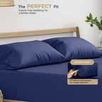 THREAD SPREAD 100% Cotton Pillow Cases Queen Size Set of 2 - Luxury 400 Thread Count Queen Pillow Cases (Navy Blue), Soft Cooling Breathable Hotel Cotton Pillowcases, Fits Standard Pillows - color: Navy Blue, size: Queen - Pack of 2