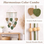 TUDRUKU Macrame Wall Hanging, Green Leaf Boho Wall Decor, 15.7 x 36 in - color: Green
