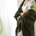 MooMee Muslin Blanket - 100% Cotton 4-Layer Gauze Throw Blanket with All-Around Fringe, Soft Breathable Lightweight Cooling Summer Blankets for Bed Couch (Olive Green,Super King 108" x 98") - color: Olive Green, size: Super King