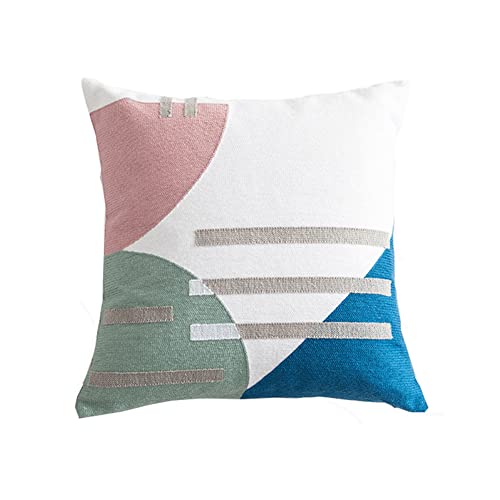 Boho Abstract Tufted Throw Pillow Cover Geometric Embroidered Decorative Pillowcase Farmhouse Cotton Square Accent Cushion Cover for Sofa Couch Bedroom (Type F,18"x18") - color: Type F, size: 18" x 18" (Pack of 1)