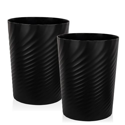 UUJOLY Plastic Small Trash Can Wastebasket, Garbage Container Basket for Bathrooms, Laundry Room, Kitchens, Offices, Kids Rooms, Dorms, (Black, 2.6 Gallon/2 Pack) - color: Black, size: 2.6 Gallon/2 Pack