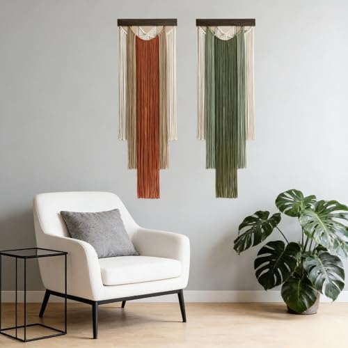 M MANUAL Macrame Wall Hanging 15.7x47.2Inch Fiber Handmade Macrame Wall Hanging Bohemian Yarn Tapestry Living Room Bedroom Modern Home Decor For Boho Home Decoration (B) - color: B
