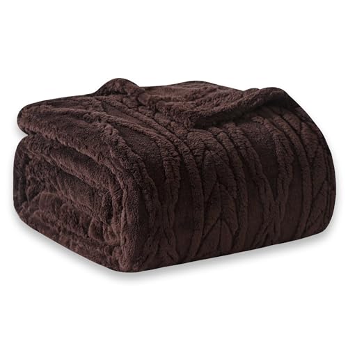 COOVA Brown Fleece Throw Blanket for Couch - Super Soft Cozy Plush Fuzzy Blanket for Sofa,Premium Sherpa Warm Throw for Women,Bed,Chair,50x60 Inches - color: Dark Brown, size: 50“x60”