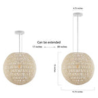 JONATHAN Y 15.75" Cream/White 1-Light Modern Bohemian Woven LED Pendant Light, Adjustable Hanging Ceiling Lamp for Kitchen Island Dining Room, Paper Wicker Shade, Bulb Included (JYL6503B) - color: Cream