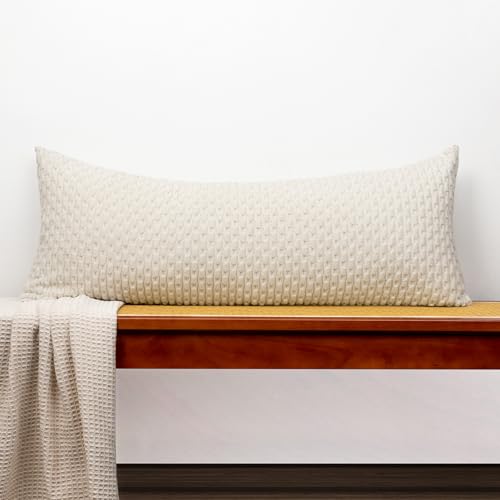 JoraLion 14x36 Boho Striped Corduroy Lumbar Pillow Cover 14x36 Inch, Cream Textured Throw Pillowcase Cushion Cover for Sofa Bed Living Room Decor (Cover Only) - color: Cream, size: 36" x 14" (Pack of 1)