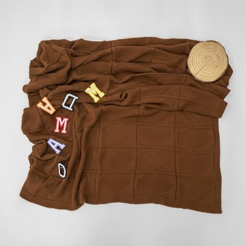 Baby Knit Cotton Blanket Mocha Heart Pattern Soft Breathable Throw for Crib Or Stroller Nursery Gift Baby Shower Birthday Christmas Size 30x30 - color: Mocha, size: 30"x30"