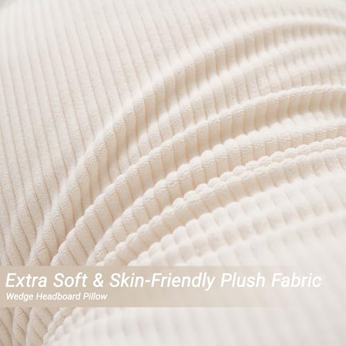 Headboard Pillow Bed Wedge Pillow for Headboard with Side Pocket Dorm Headboard Twin xl Long Back Pillow for Bed Bolster Pillow for Mattress Gap Filler White Reading Pillow for Bedroom Sofa Daybed - color: White