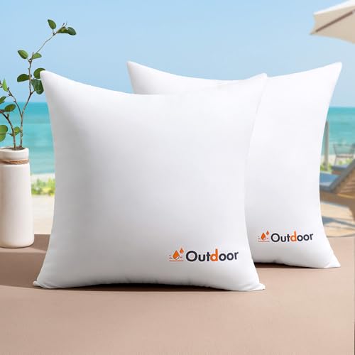 MIULEE Pack of 2 18x18 Outdoor Waterproof Throw Pillow Inserts, Decorative Water-Resistant Pillow Cushion for Patio Garden - size: 18x18 Inch (Pack of 2)