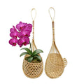 Premium Edition - Thai Natural Light Bamboo Super Sanctuary Orchid Hanging Basket 6 Inch (Set of 2) - color: 6 Inch Light Natural 2-pack