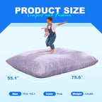 Hobestluk 3 in 1 Bean Bag Chair Giant Bean Bag Chairs for Adults with Plush Faux Fur Cover Convertible Bean Bag Floor Cushion with Machine Washable Cover for Living Room (Plush Purple) - color: Purple