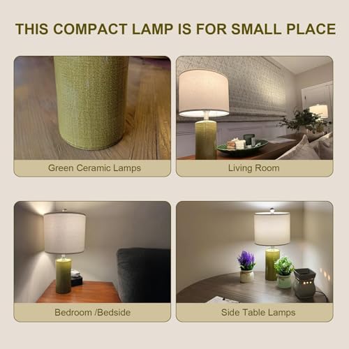 G-SAFAVA 20.25" Small Single Table Lamp for Bedroom Modern Ceramic Nightstand Lamp Farmhouse Bedside Lamp Boho Living Room End Side Table Lamp, Green - color: Green - Single