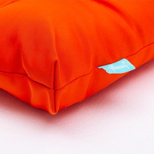 QILLOWAY Outdoor Seat/Back Chair Cushion Tufted Pillow, Spring/Summer Seasonal Replacement Cushions - Pack of 4 (Orange)