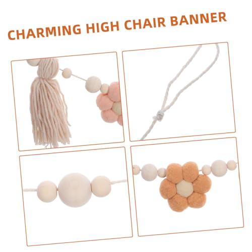 Beavorty Boho Tassel Wall Hanging Ornaments with Wooden Beads, 2pcs Brown Flower Fringe Garland for Room and Party Backdrop Decor