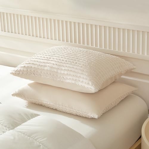 WARMDERN Beige Pillow Covers King Pillow Cases Soft Microfiber Pillow Cases Set of 6 Boho Textured Pillowcase with Envelope Closure(Beige, King, 6 Pack) - color: Beige, size: 20" x 36" (Pack of 6)
