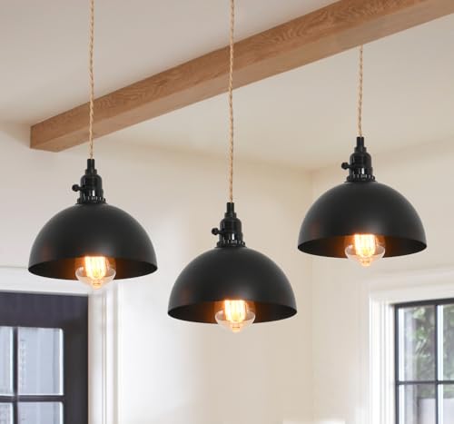 3 Light Hemp Rope Plug in Pendant Light Rattan Hanging Lights with Plug in Cord with Woven Lamp Shade, Hanging Lights with Plug in Cord Hemp Rope Hanging Lamp - color: 3 Light 7.8IN Pendant Light