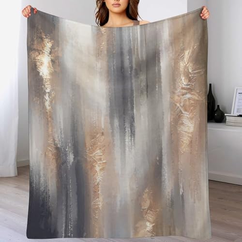Abstract Gradient Blanket, Modern Fashion Baroque Gold Grey Painting Strokes Pattern Soft Warm Cozy Plush Flannel Covers for Livingroom Bedroom Couch Chair Camping Travel Home Decor Tapestry 30x40in - color: Abstract-16, size: 30W" x 40L"