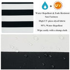 FUNHOME 15"x15"x4" Bistro Chair Cushion Set of 2, Water Repellent Round Outdoor Chair Cushions with Ties, Patio Tufted Chair Pads for Home Garden (Black White Stripe) - color: Black White Stripe