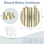 LVTXIII Outdoor Bistro Chair Cushions, 15"x15"x4" Round Patio Chair Cushions, All Weather Tufted Seat Cushions for Patio Furniture Use, Set of 2, Stripe Onyx - color: Stripe Onyx