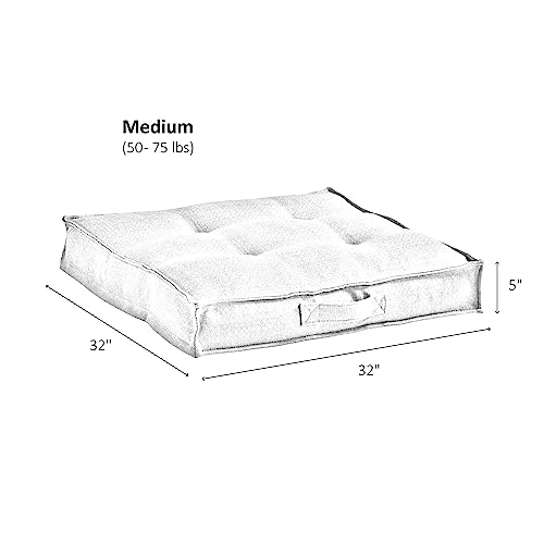South Pine Porch Mila Square Tufted Pillow Style Dog Bed, Cement, Medium (32" x 32") - color: Cement, size: Medium (32" x 32")