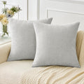 MIULEE Pack of 2 Light Gray Throw Pillow Covers 16x16 Inch Soft Chenille Pillow Covers for Sofa Living Room Couch Solid Dyed Cases - color: Moonbeam Gray, size: 16" x 16" (Pack of 2)
