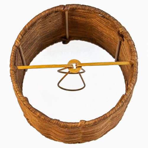 Round Chandeliers Lamp Shades Set of 6, Small Rattan Lampshades, Mini Cylinder Woven Lamps covers,Boho Lampshades Replacement, Clip on Lamps Shades for Floor Lamp Wall Sconces