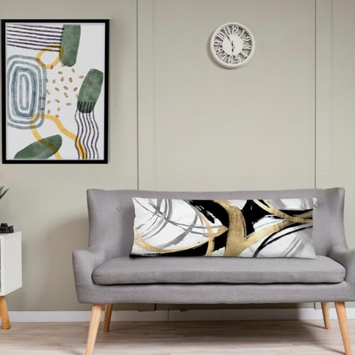 Abstract Black and Gold Striped 20x54 Body Pillow Cover, Modern Home Decor, Boho Room Decor, Black White and Gold Abstract Ink Line Long Body Pillow Pillowcase for Couch Bed - color: Black White and Gold, size: 54" x 20" (Pack of 1)