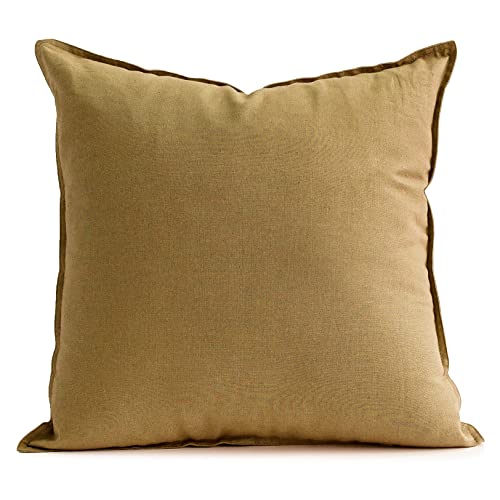 Jeanerlor Solid Cotton Linen Decoration 18"x18" Throw Pillow Cushion Case Special Pillow Cover Delicate Decorative Pillowcase for Couch/Bed/Chair,(45 x 45cm), Earth Yellow - color: Earth Yellow, size: 18" x 18" (Pack of 1)