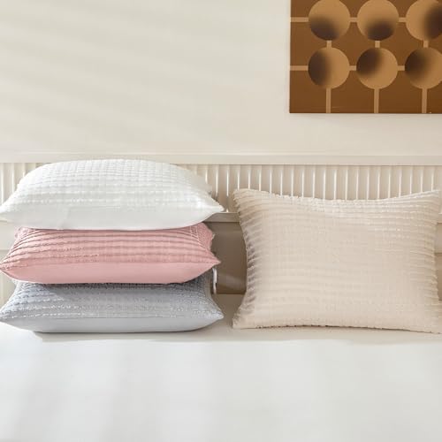 WARMDERN Grey Pillow Covers Queen Standard Pillow Cases Soft Microfiber Pillow Cases Set of 2 Boho Textured Pillowcase with Envelope Closure(Grey, Queen/Standard 20x26 Inches) - color: Gray, size: 20" x 26" (Pack of 2)