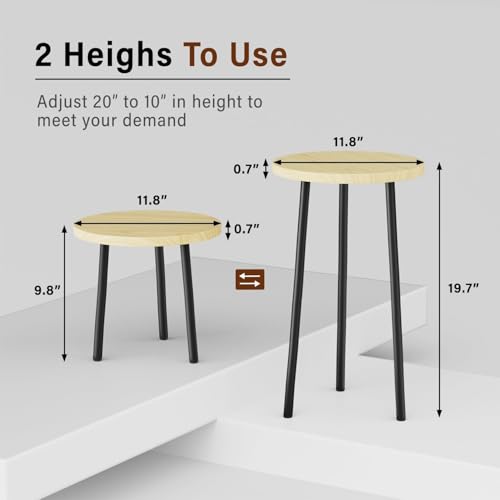 Plant Stand Indoor Outdoor: 2 Pack Indoor Plant Stand 20'' Convertible Multi-purpose Holder - Mid Century Modern Decor - Tall Plant Table for Living Room/Balcony/Garden/Patio - color: Burlywood, size: 20"&20"
