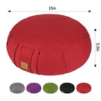Round Zafu Meditation Cushion, D=15" H=5.5" Zabuton Meditation Pillow, Yoga Bolster/Pillow, Floor seat, Zippered Organic Cotton Cover, Natural Buckwheat, Kneeling Pillow - color: Purple